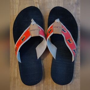 LL Bean Red and Black Flip Flops Women's Size 8
